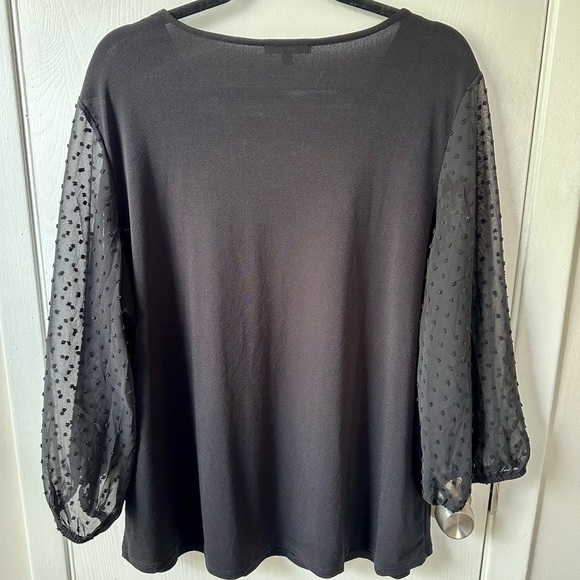 Adrianna Papell Black Relaxed 3/4 Sleeve Blouse - Picture 3 of 7